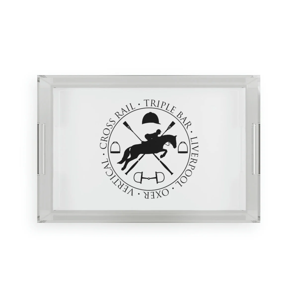 Equestrian Seal Horse bits Saddle Acrylic Tray TheZebraLady.com
