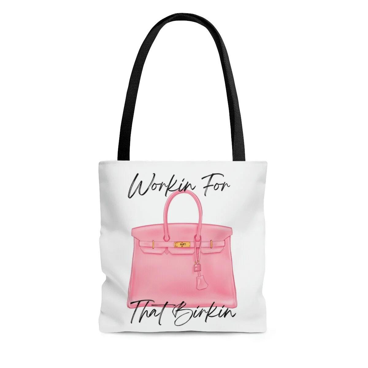 Pink Padlock Fashion Tote Workin for That Birkin Black Handle Tote