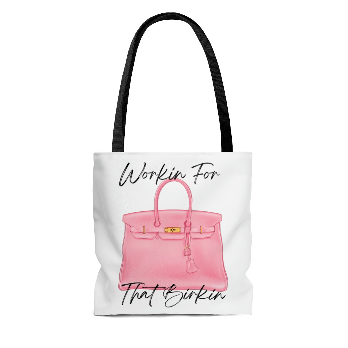 Pink Padlock Fashion Tote Workin for That Birkin Black Handle Tote