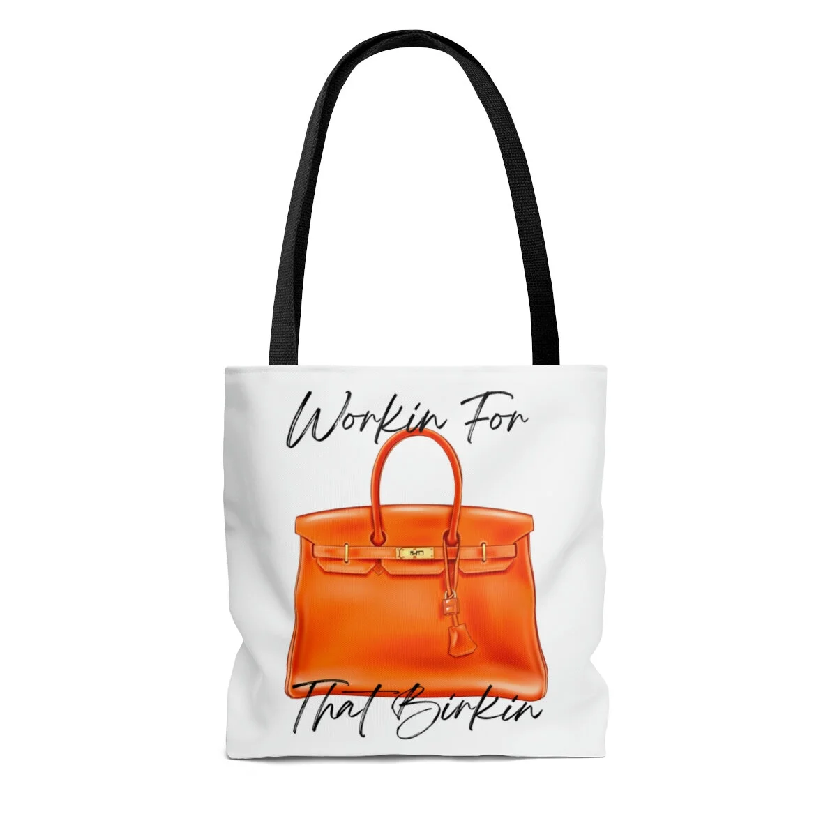 Orange Padlock Fashion Tote Workin for That Birkin Black Handle Tote