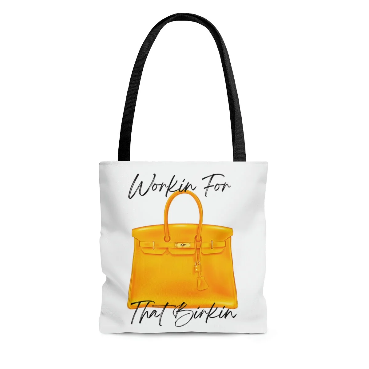 Yellow Padlock Fashion Tote Workin for That Birkin Black Handle Tote