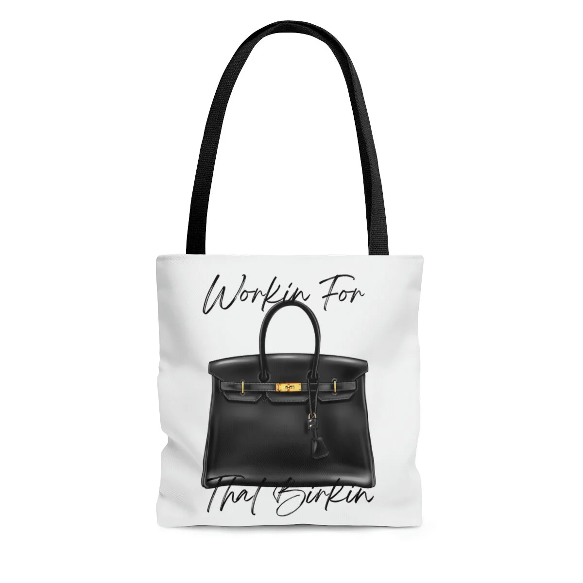 Black Padlock Fashion Tote Workin for That Birkin Black Handle Tote