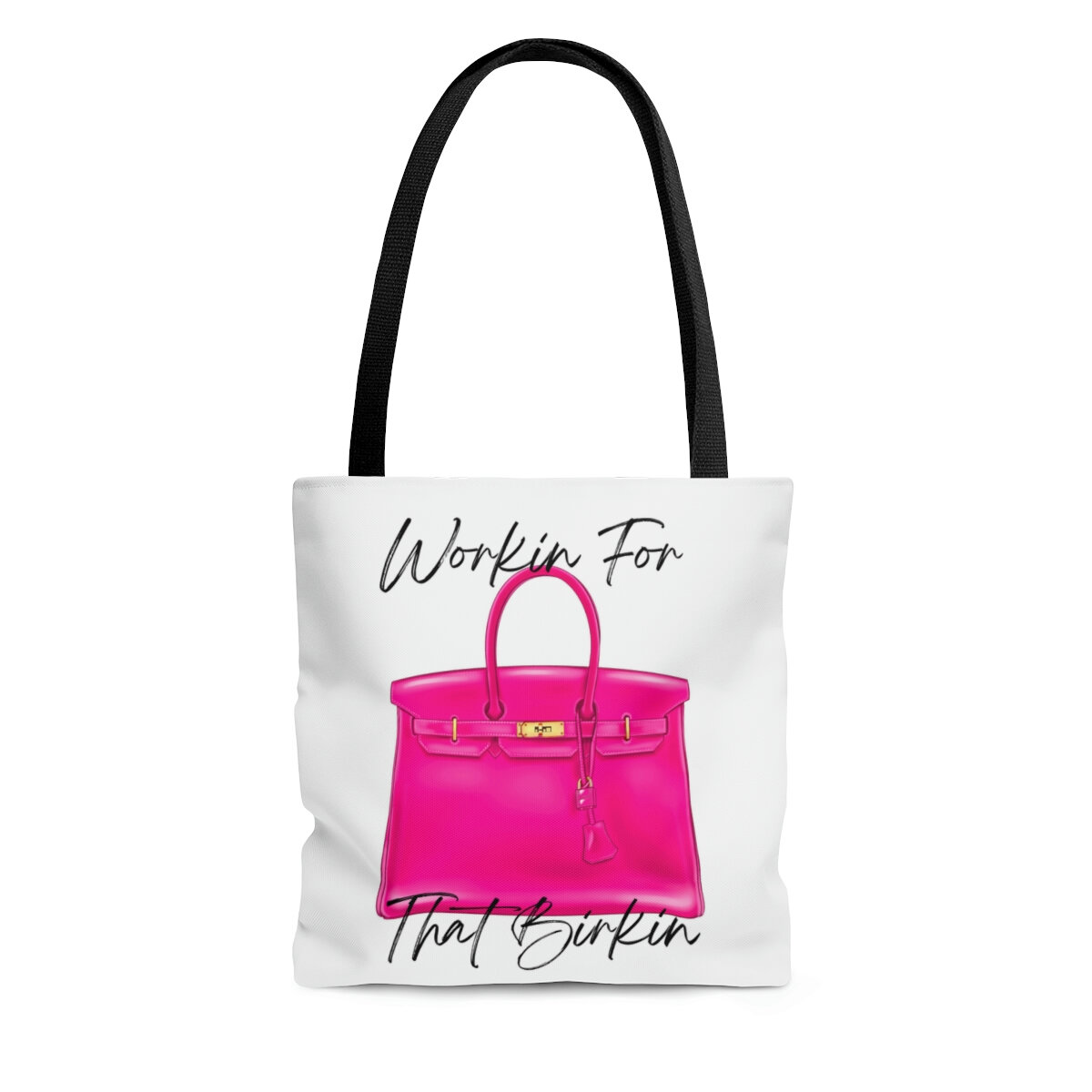 Hot Pink Padlock Fashion Tote Workin for That Birkin Black Handle