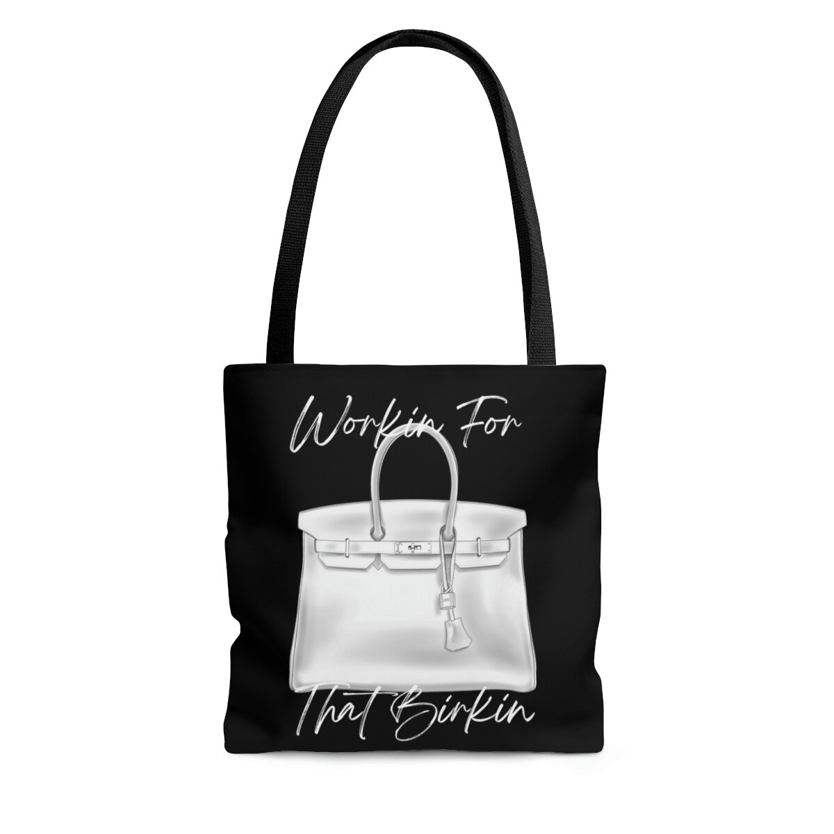 Black White Padlock Fashion Tote Workin for That Birkin Black Handle Tote