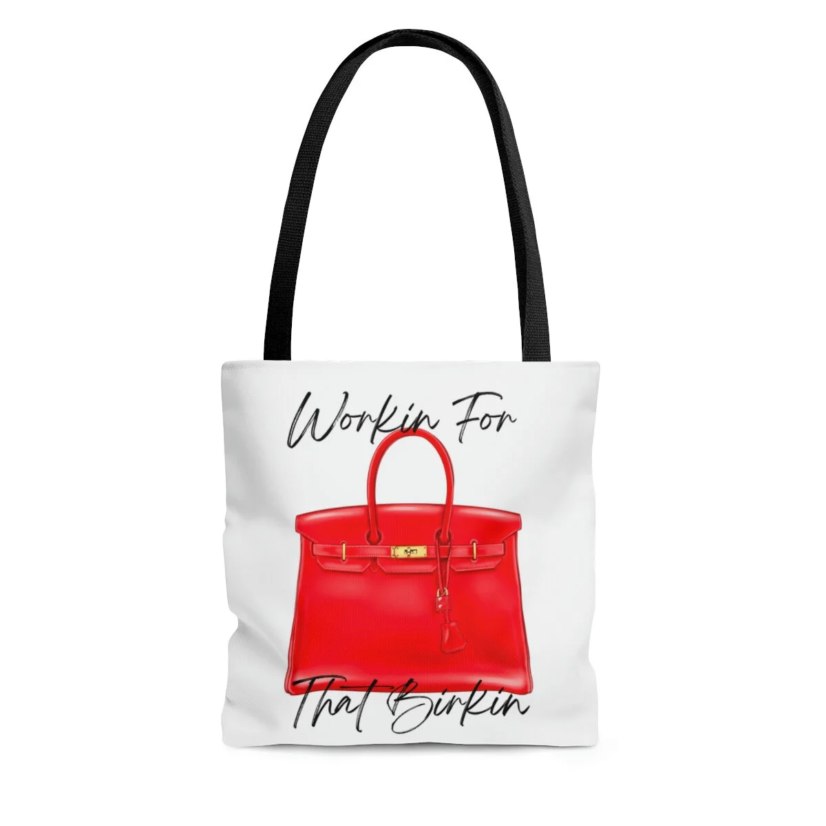 Red Padlock Fashion Tote Workin for That Birkin Black Handle Tote