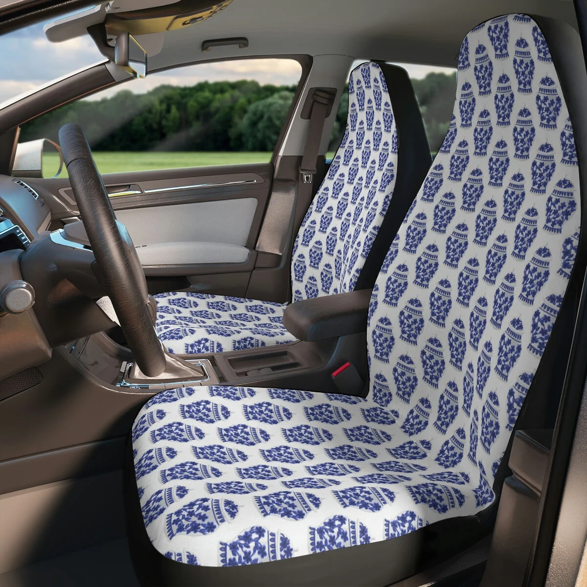 Preppy Chinoiserie Ginger Jars Polyester Car Seat Covers