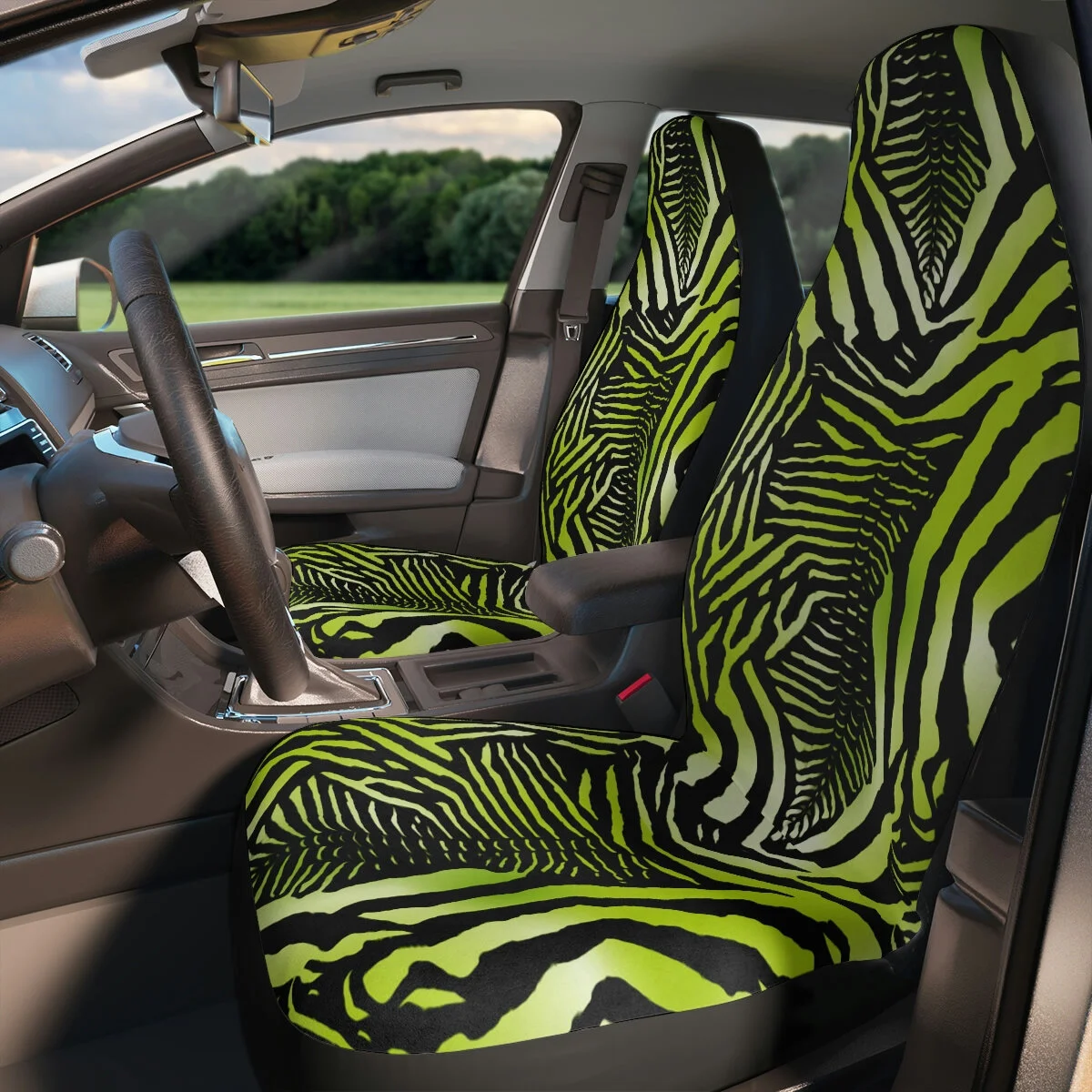 Green Ombre Zebra Polyester Car Seat Covers