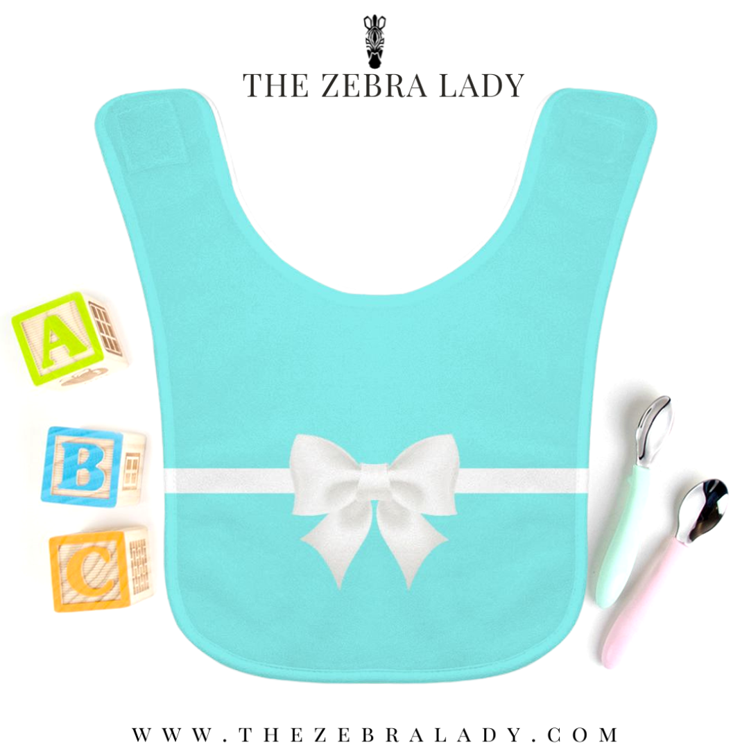 Breakfast at Tiffany's White Bow Chic Fashion Baby Bib