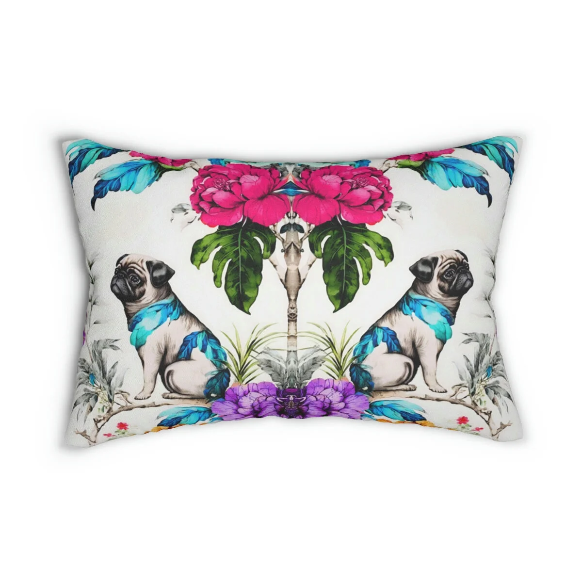 Chinoiseries Pug Lumbar Pillow