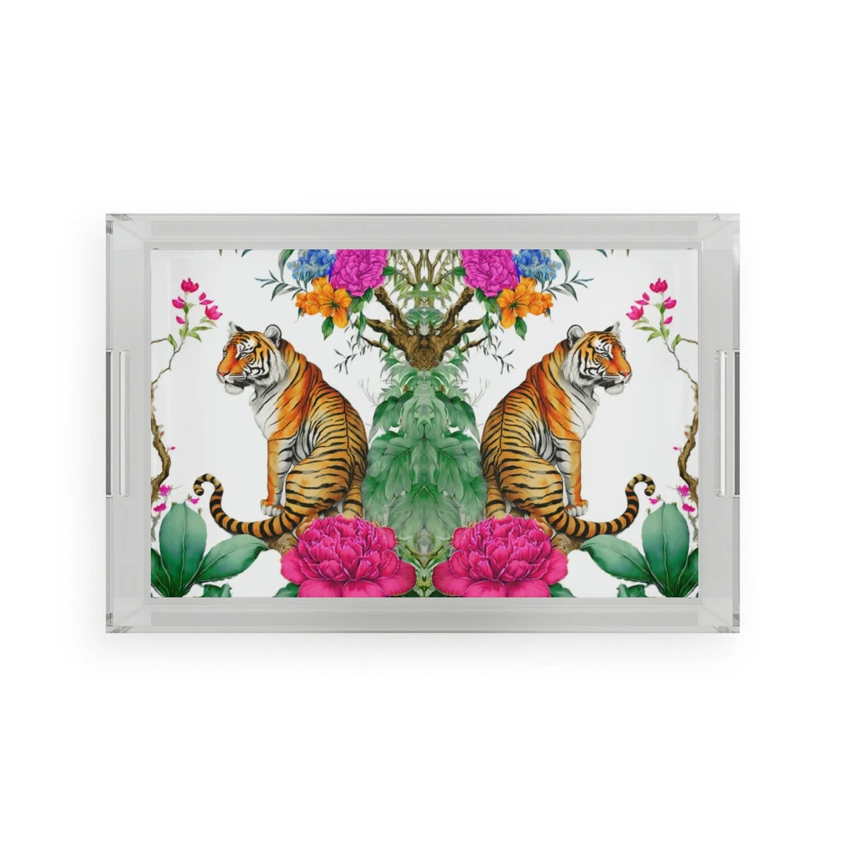 Chinoiserie Jungle  Tiger Acrylic Tray THEZEBRALADY.com