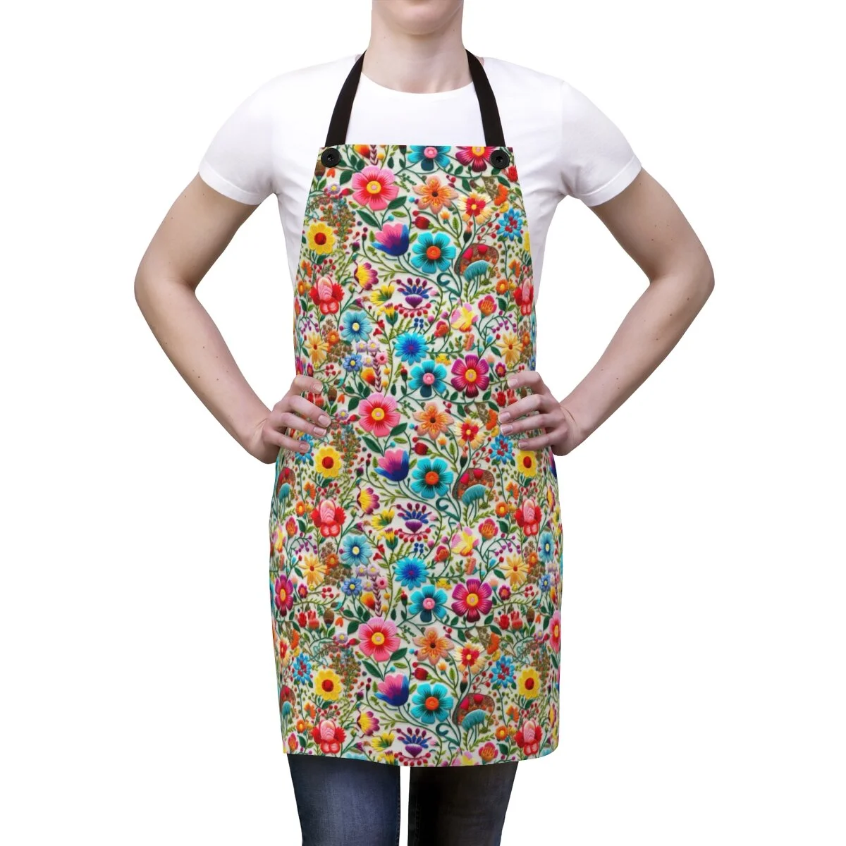 Mexican Flowers Embroidery Style Apron