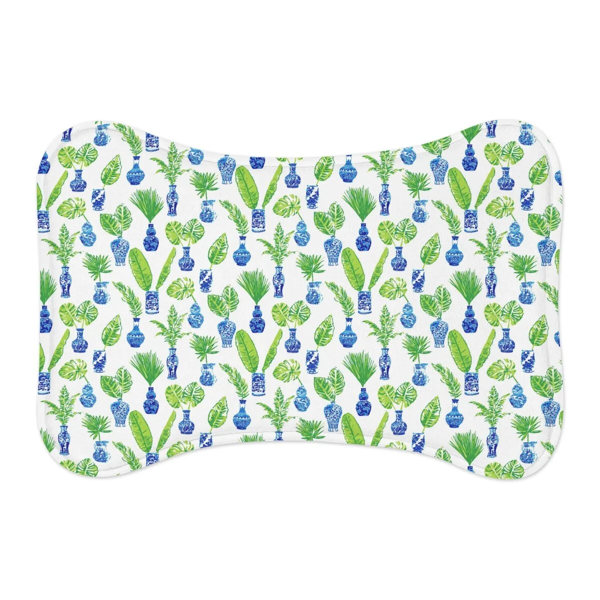 Chinoiseries Vase Palms Preppy Bone Shape & Fish Shape Pet Feeding Mats