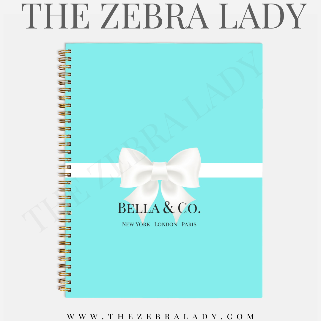 Personalized Breakfast at Tiffany's 8.5x11 Hardcover Planner Choose Black or Gold Spiral