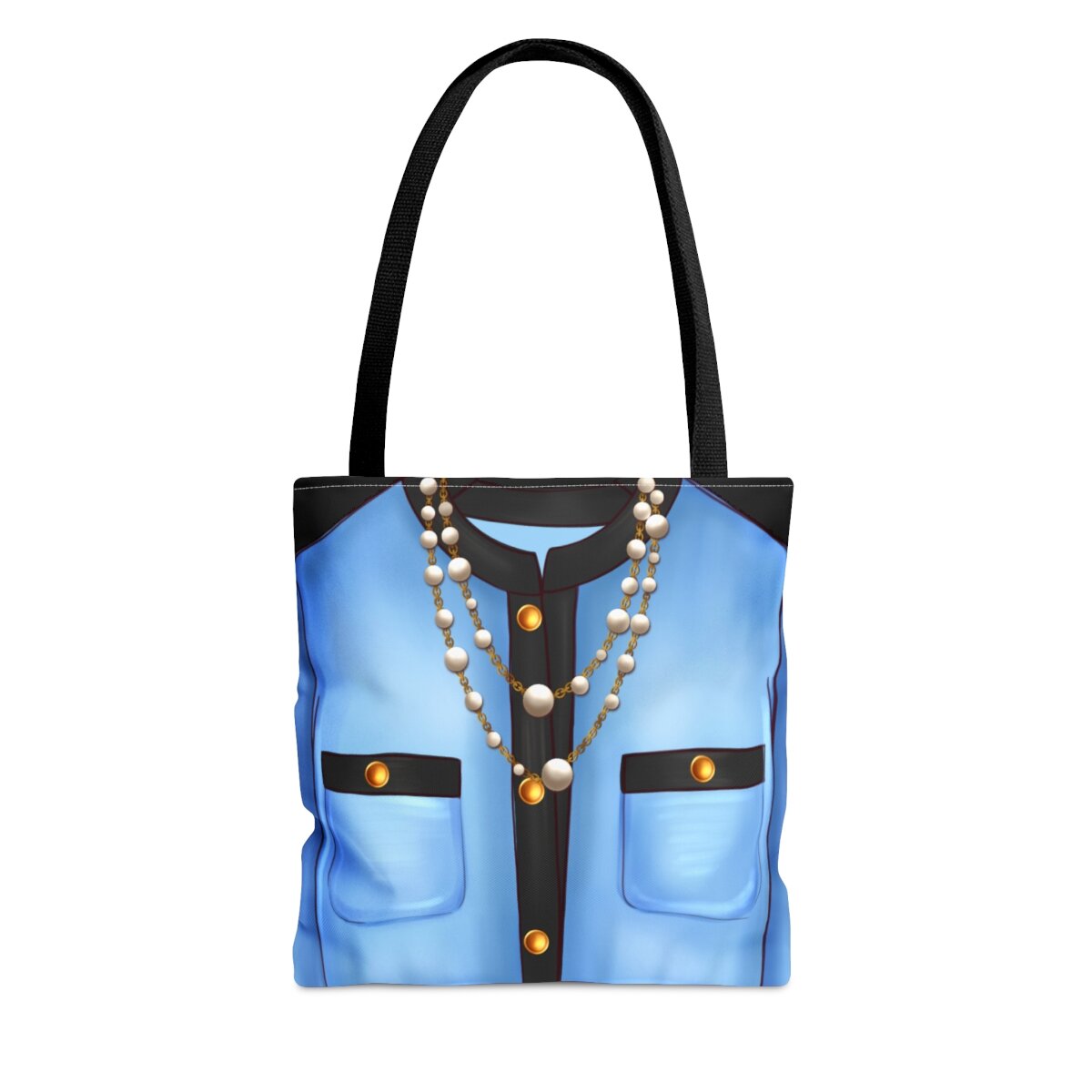 Fashion Blue Blouse and Pearls Tote Bag  Thezebrlady.com