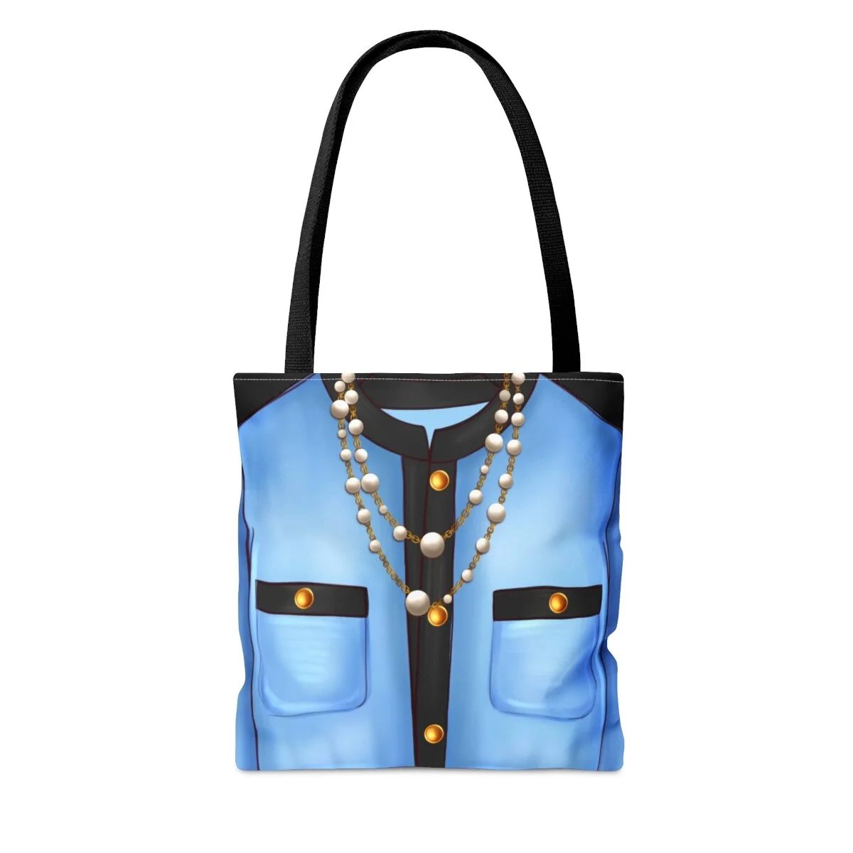Fashion Blue Blouse and Pearls Tote Bag