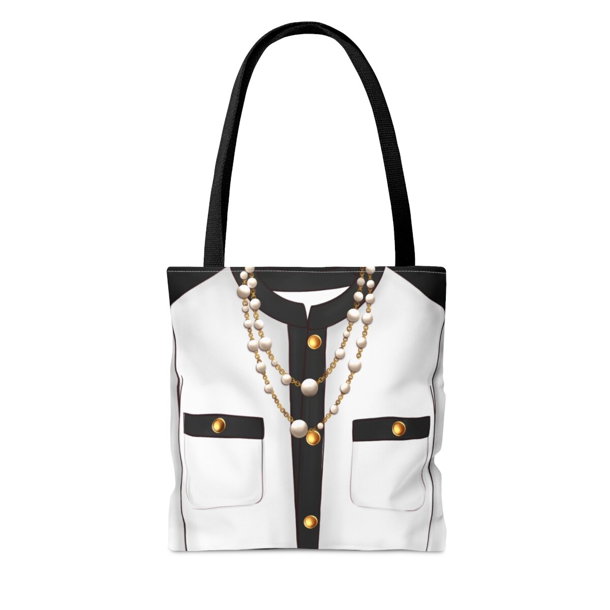Fashion White Black Blouse and Pearls Tote Bag