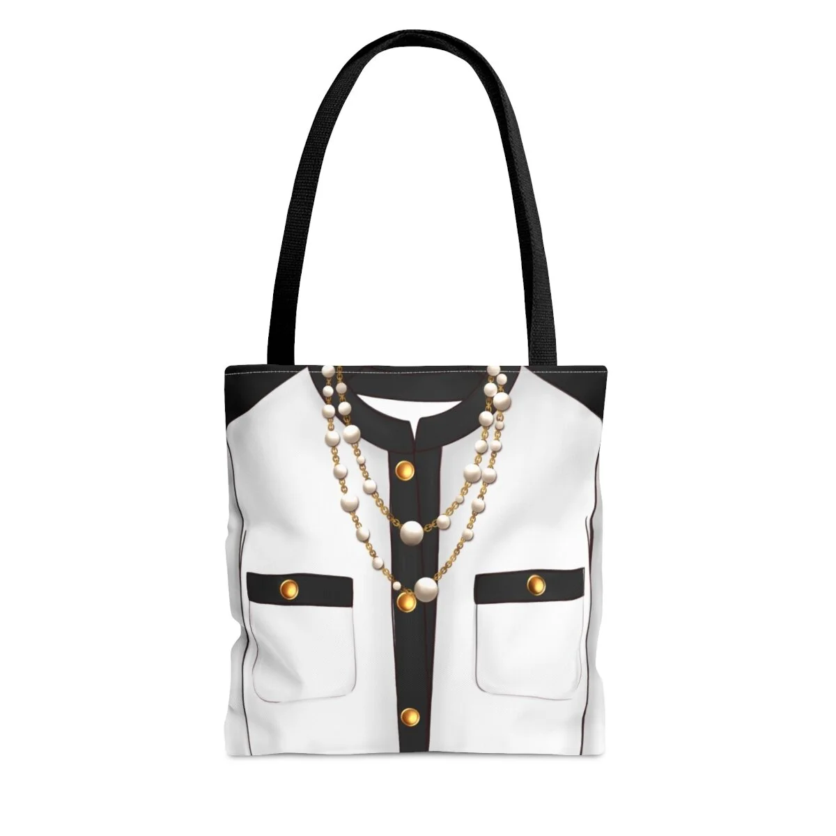 Fashion White Black Blouse and Pearls Tote Bag  TheZebraLady.com