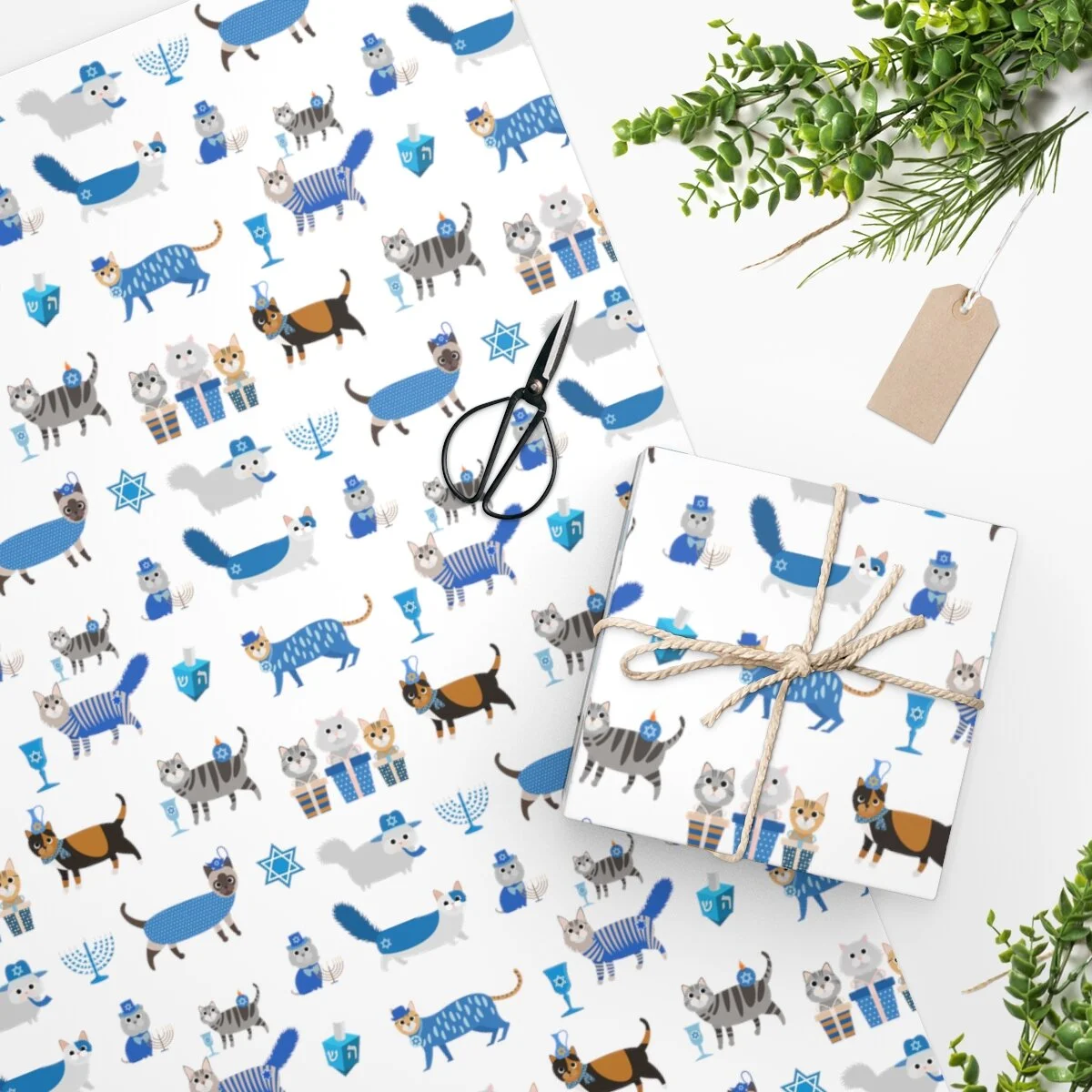 Hanukkah Jewish Cats Wrapping Paper