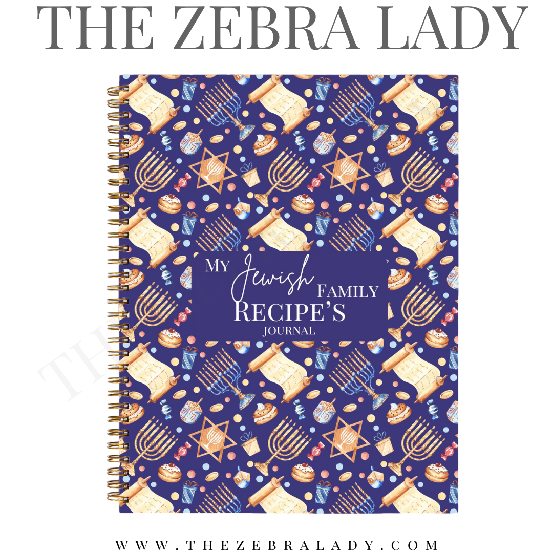 My Jewish Family Recipe's Journal Hardcover Spiral Book 8.5 x 11