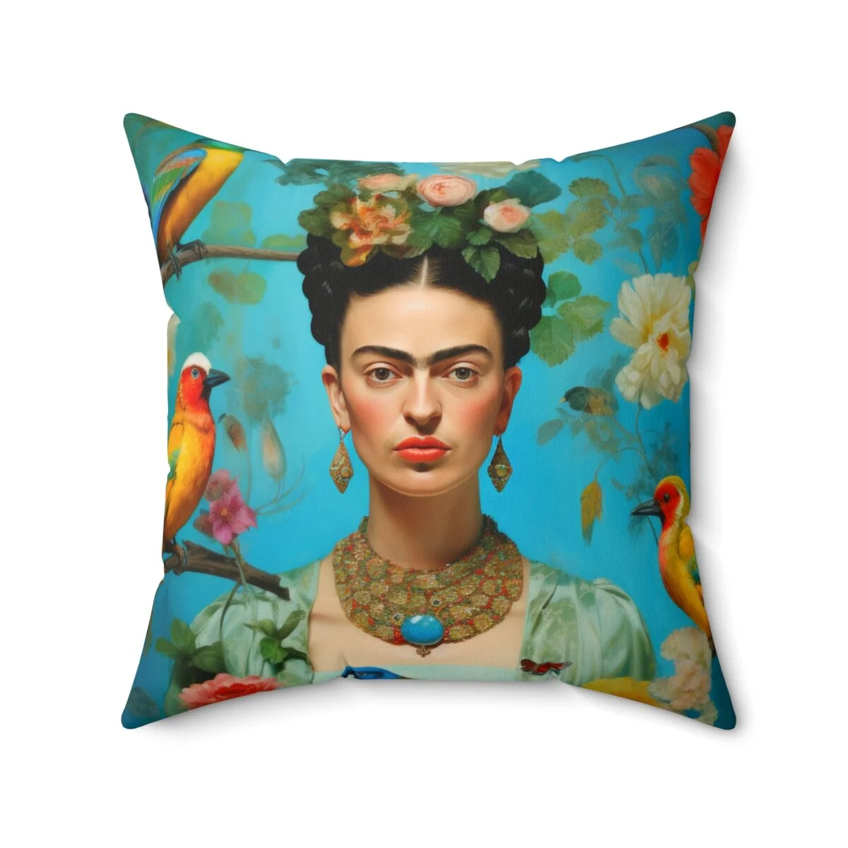 Frida Yellow Bird  Square Pillow