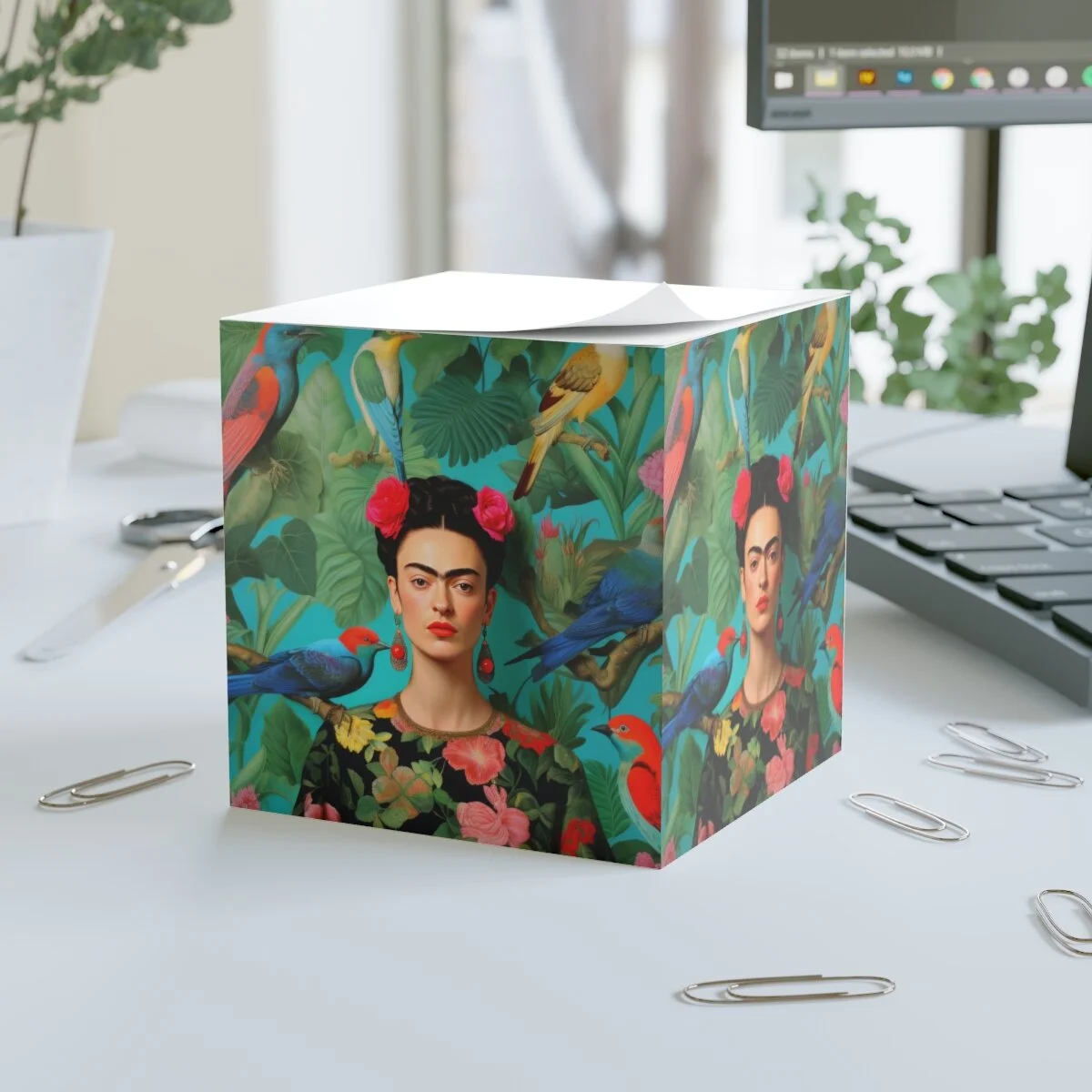 Frida Two Pink Roses Note Cube