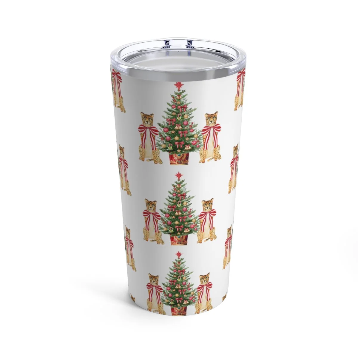 Red Preppy Cheetahs Christmas Tree Tumbler 20oz