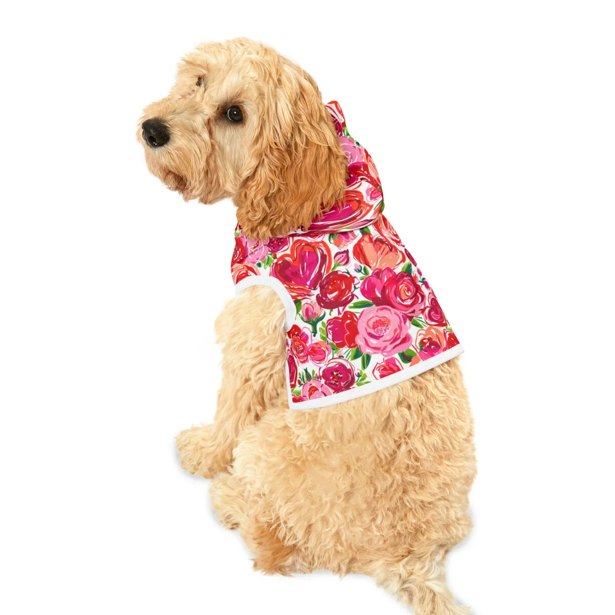 Valentine's Roses and Hearts Pet Hoodie
