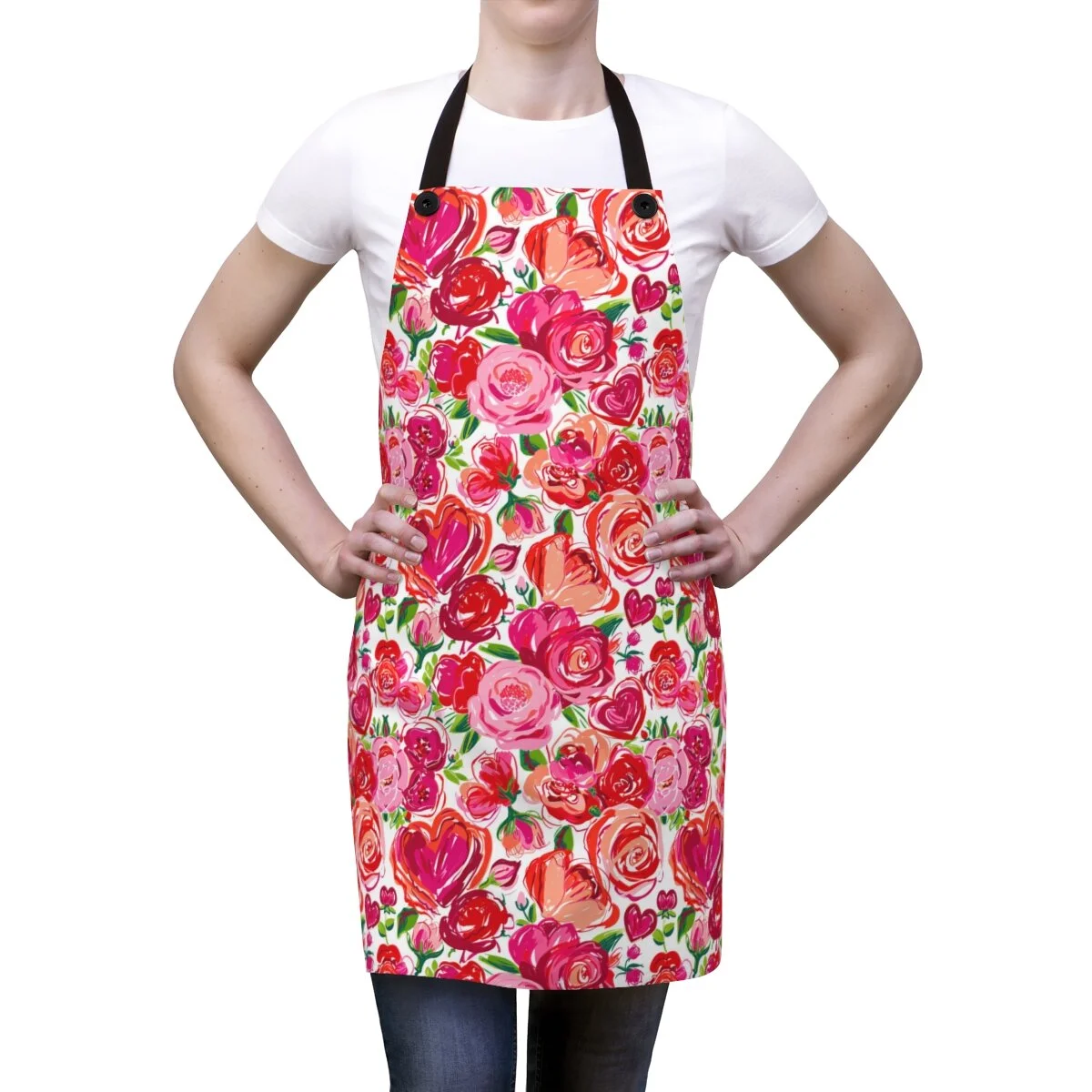 Valentine's Roses and Hearts  Apron