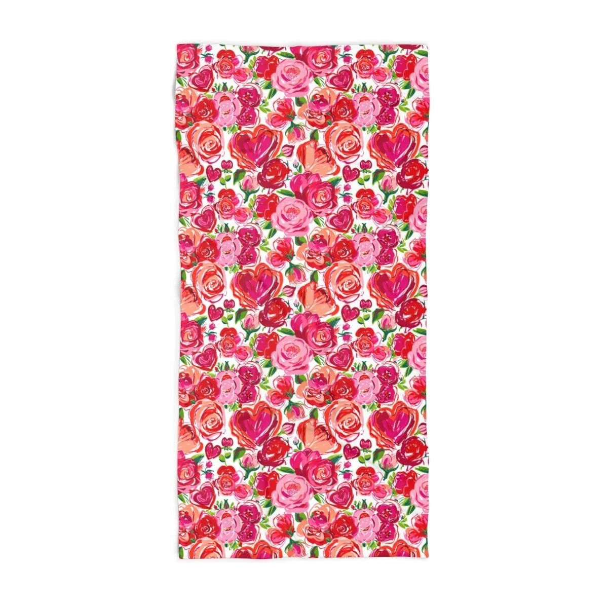 Valentine's Roses and Hearts Beach Towel