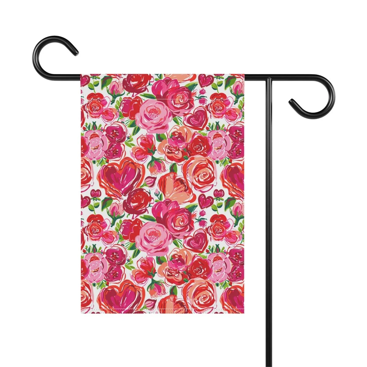 Valentine's Roses and Hearts Garden & House Flag
