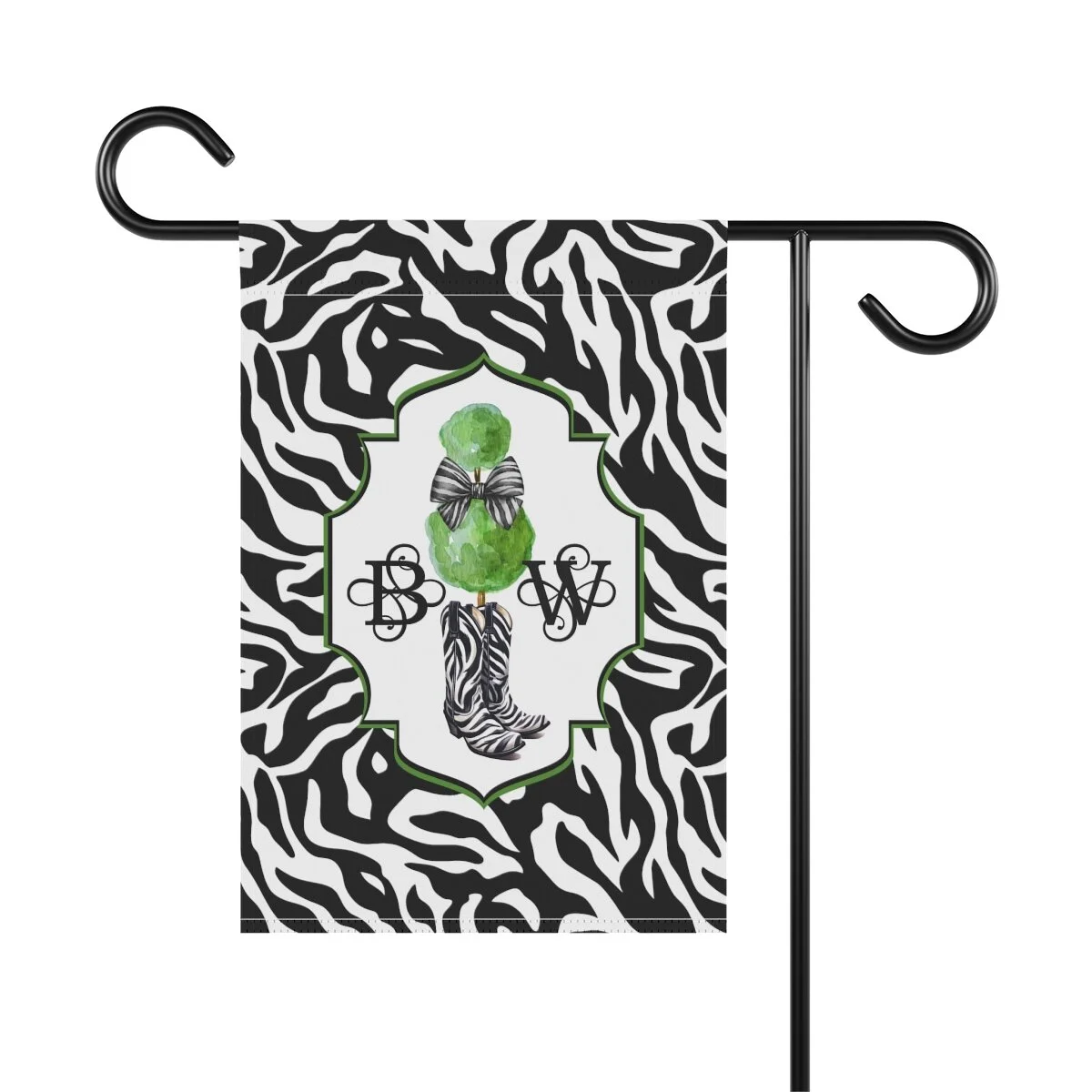 Chinoiserie Preppy Zebra Cowgirl Boots Topiary Monogram Garden & House Flag