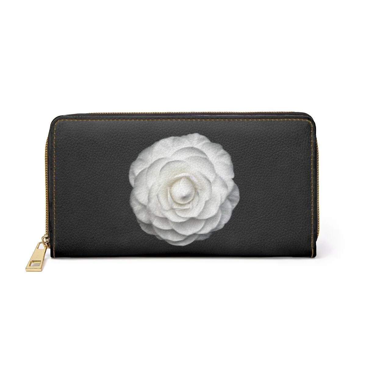 Fashion White Camellia Rose Zipper Wallet
