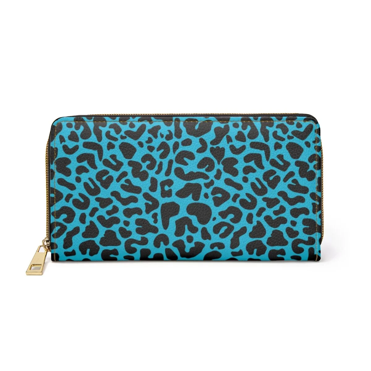 Leopard Print Turquoise Black Zipper Wallet