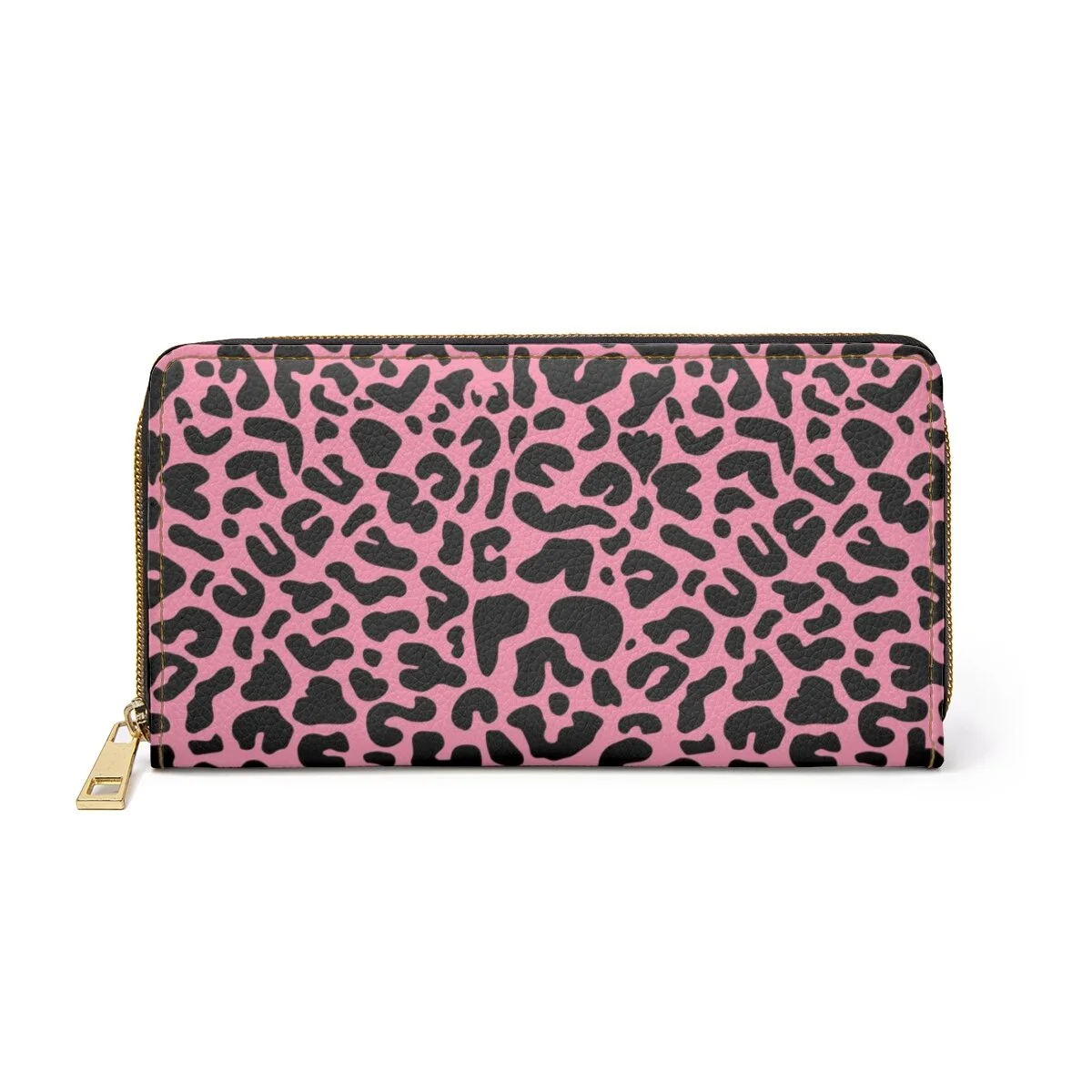 Leopard Print Pink Black Zipper Wallet