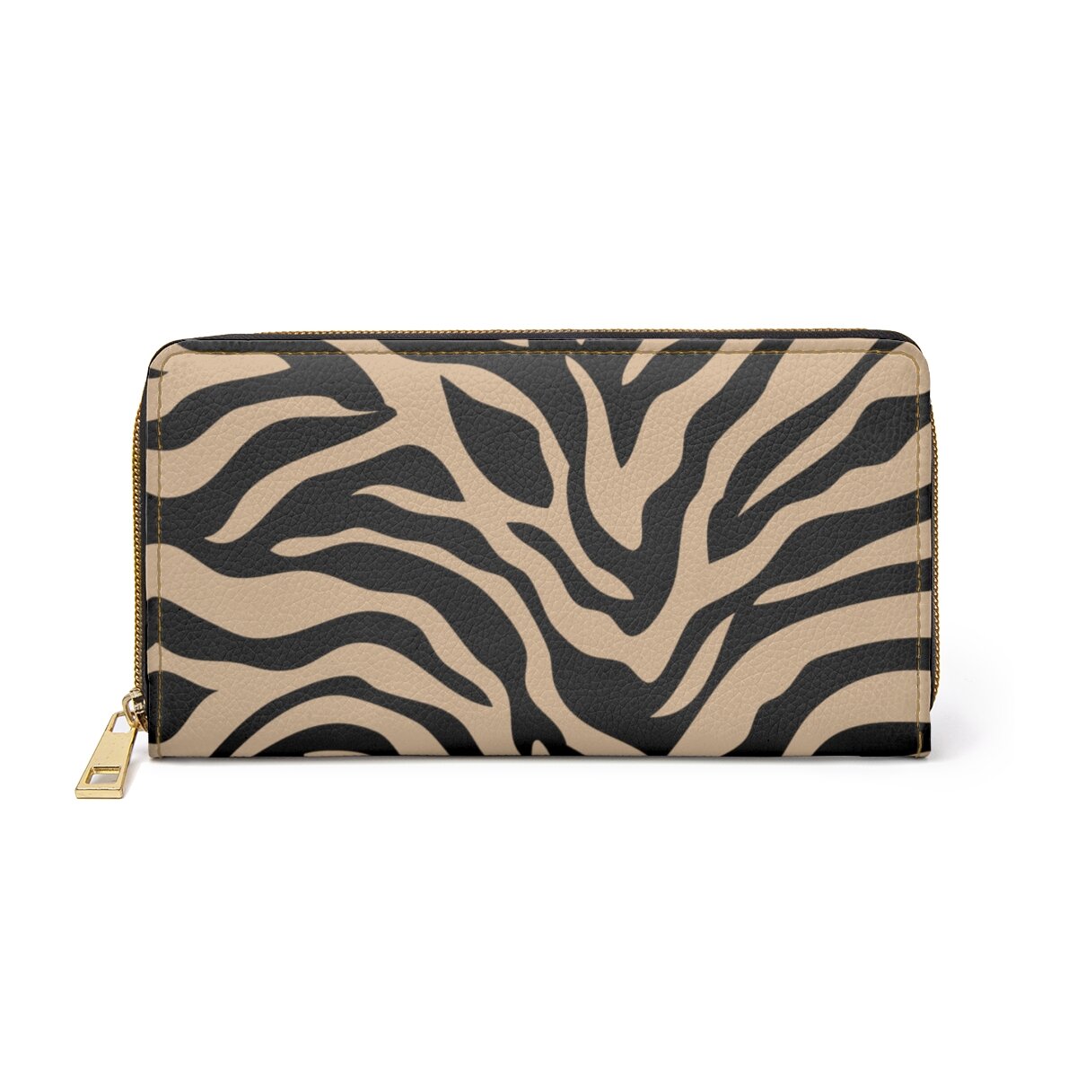 Tan Black Zebra Print Zipper Wallet