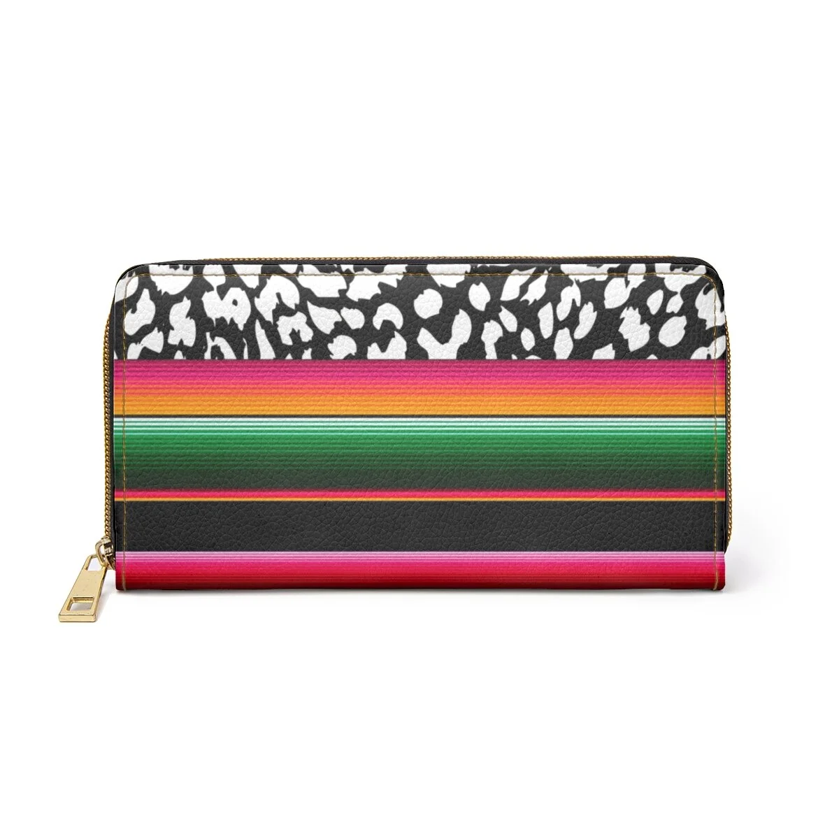 Serape Black White Leopard  Zipper Wallet