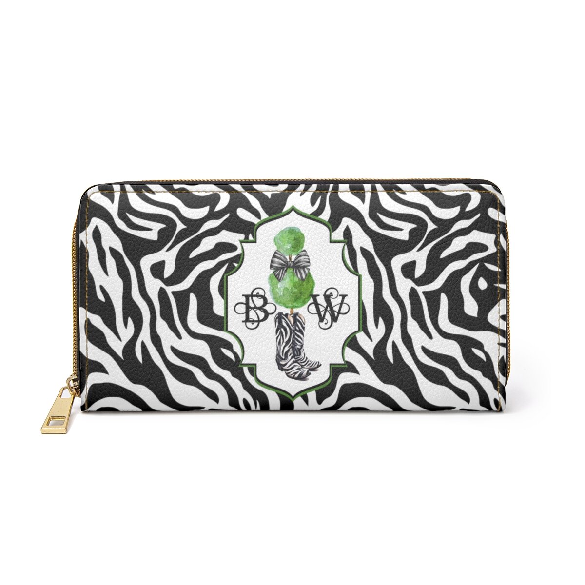 Chinoiserie Preppy Zebra Cowgirl Boots Topiary Monogram Zipper Wallet