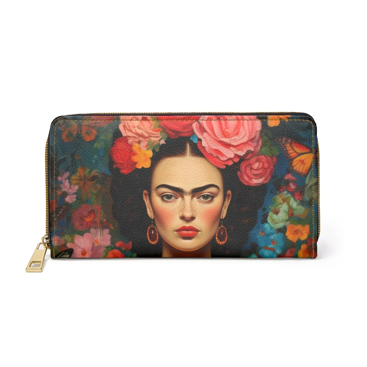 Frida Flowers Art Work  Zipper Wallet