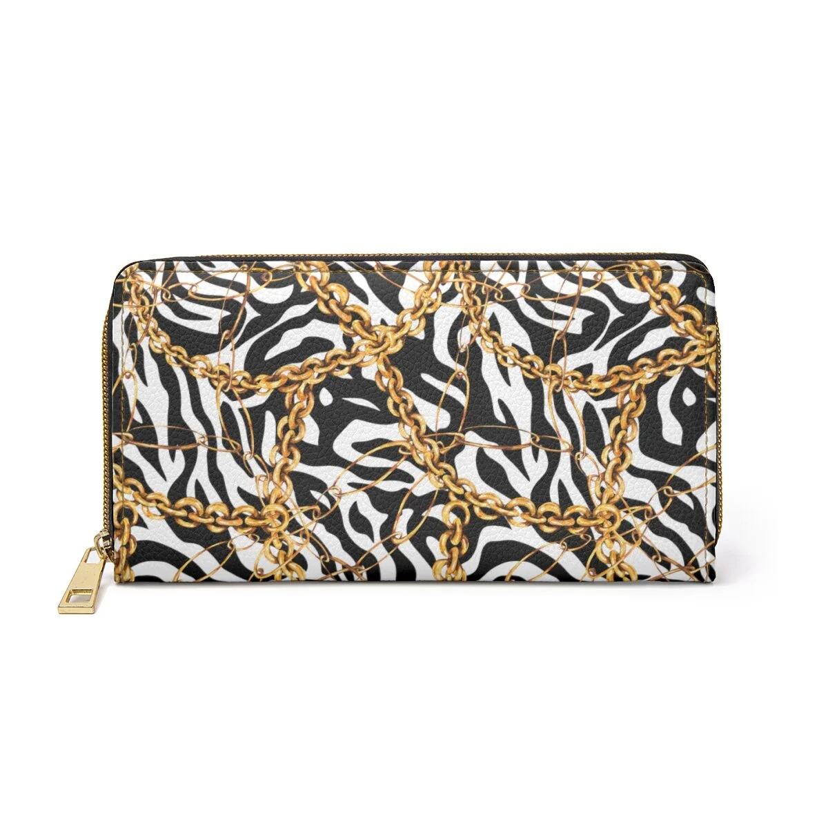 Fashion Zebra Gold Chains Zipper Wallet