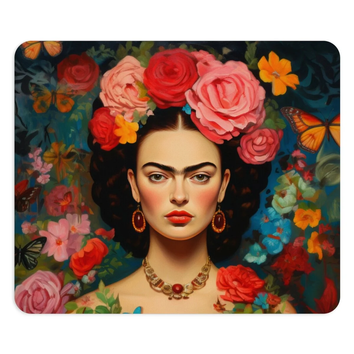 Frida Rose Crown Art Mouse Pad