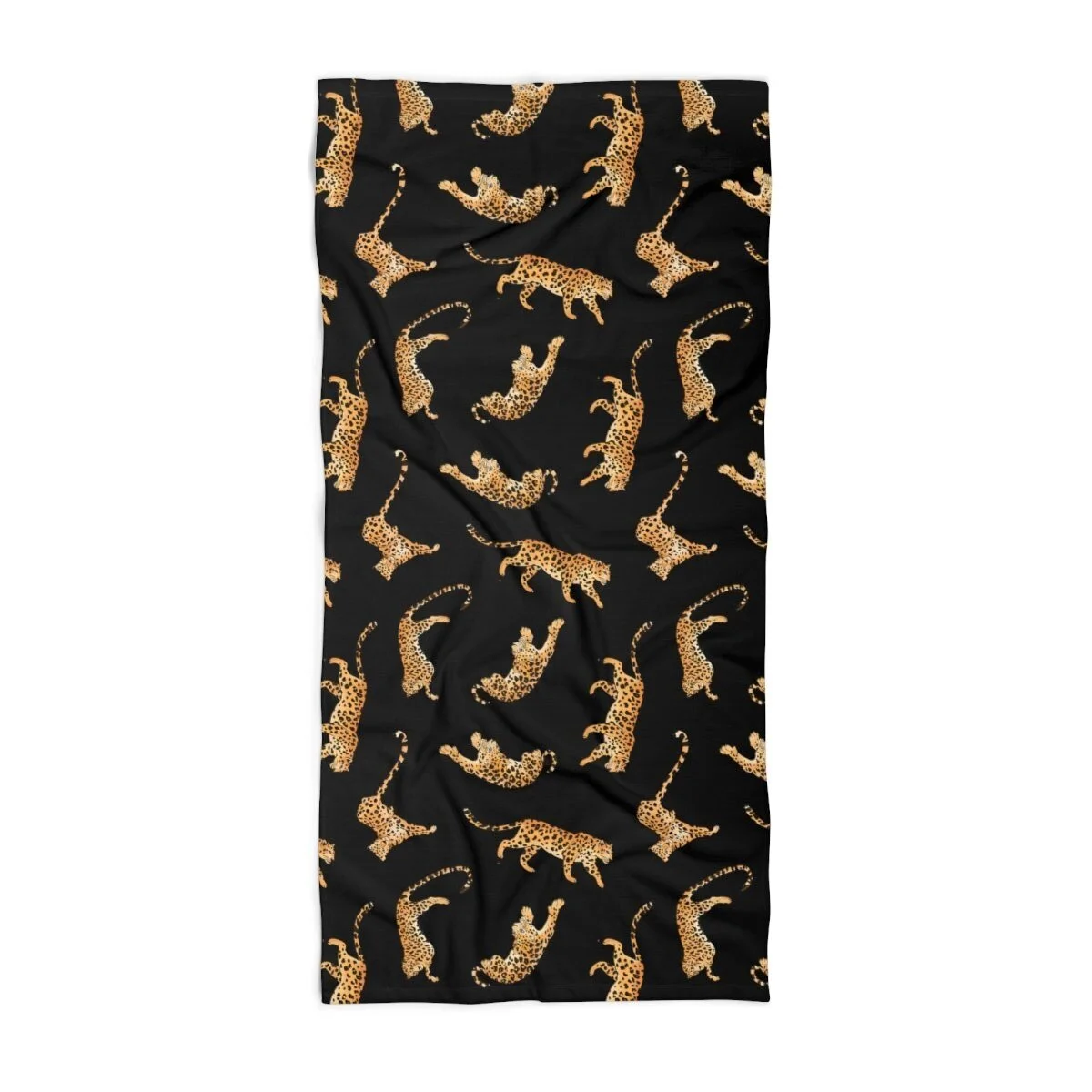 Leopard Cats  Black Beach Towel