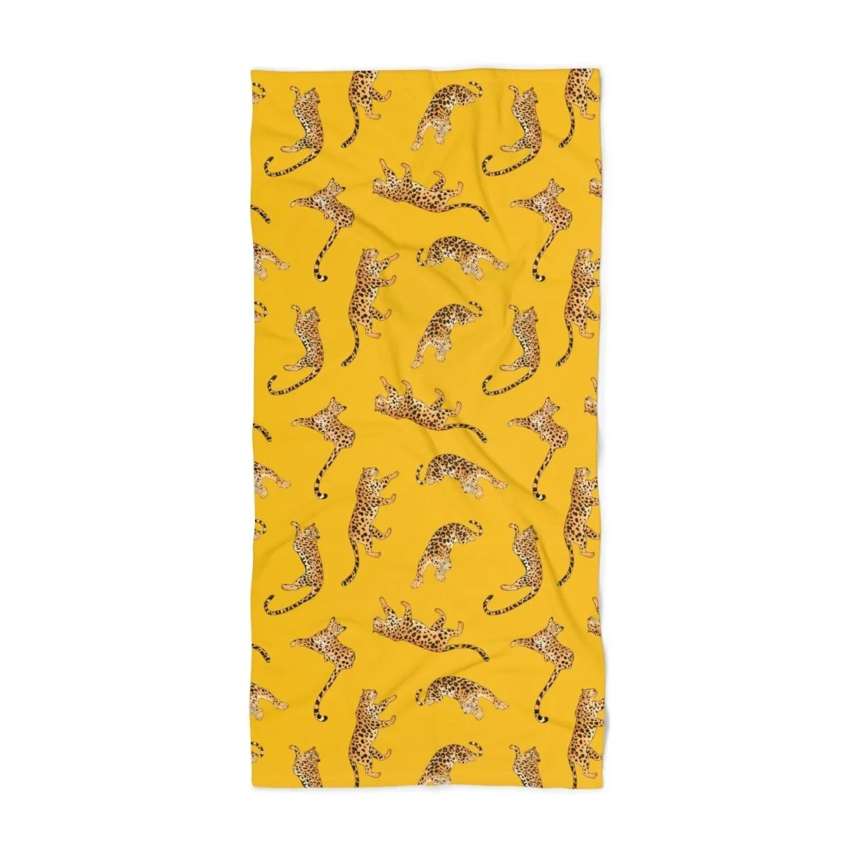 Leopard Cats Yellow Beach Towel