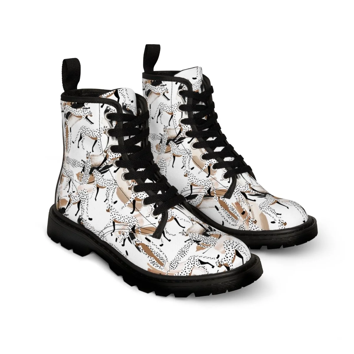 Fashion Abstract Leopards White Women's Canvas Boots