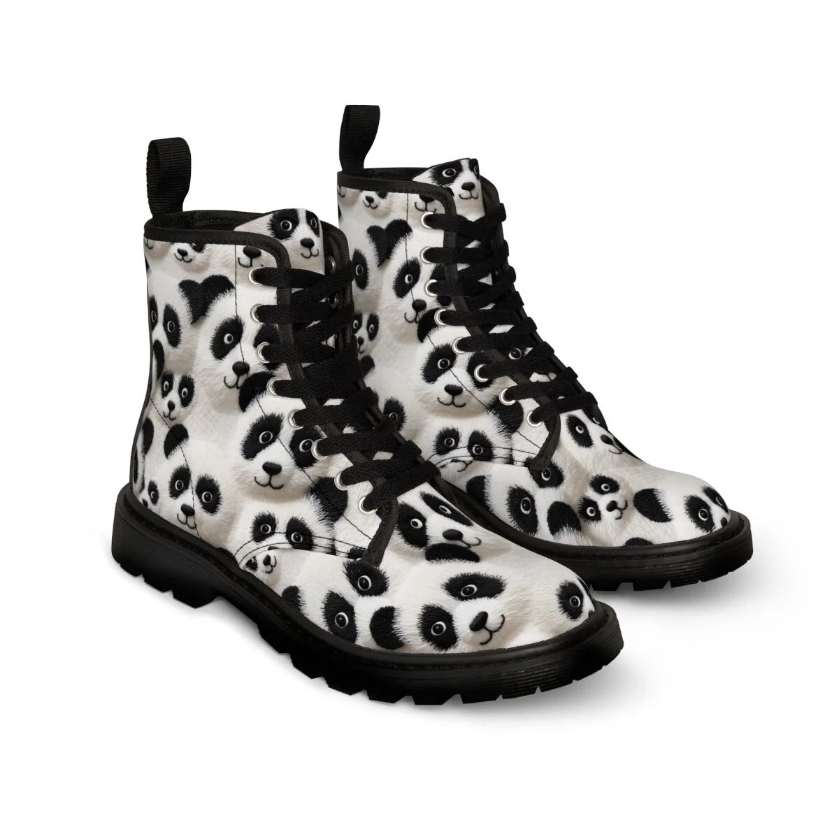 Cute Panda Bears  Women's Canvas Boots
