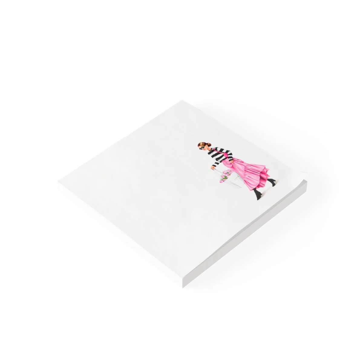 Pink Style Preppy Girl Illustration Dark Hair Post-it® Note Pads