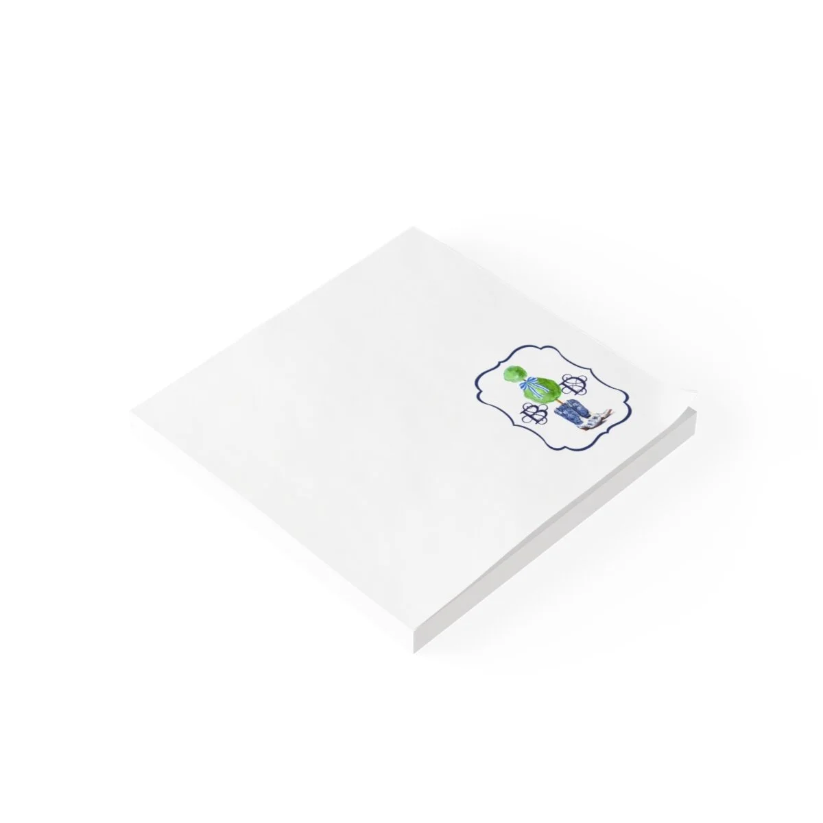 Chinoiserie Preppy Blue Cowgirl Boots Topiary Monogram Post-it® Note Pads