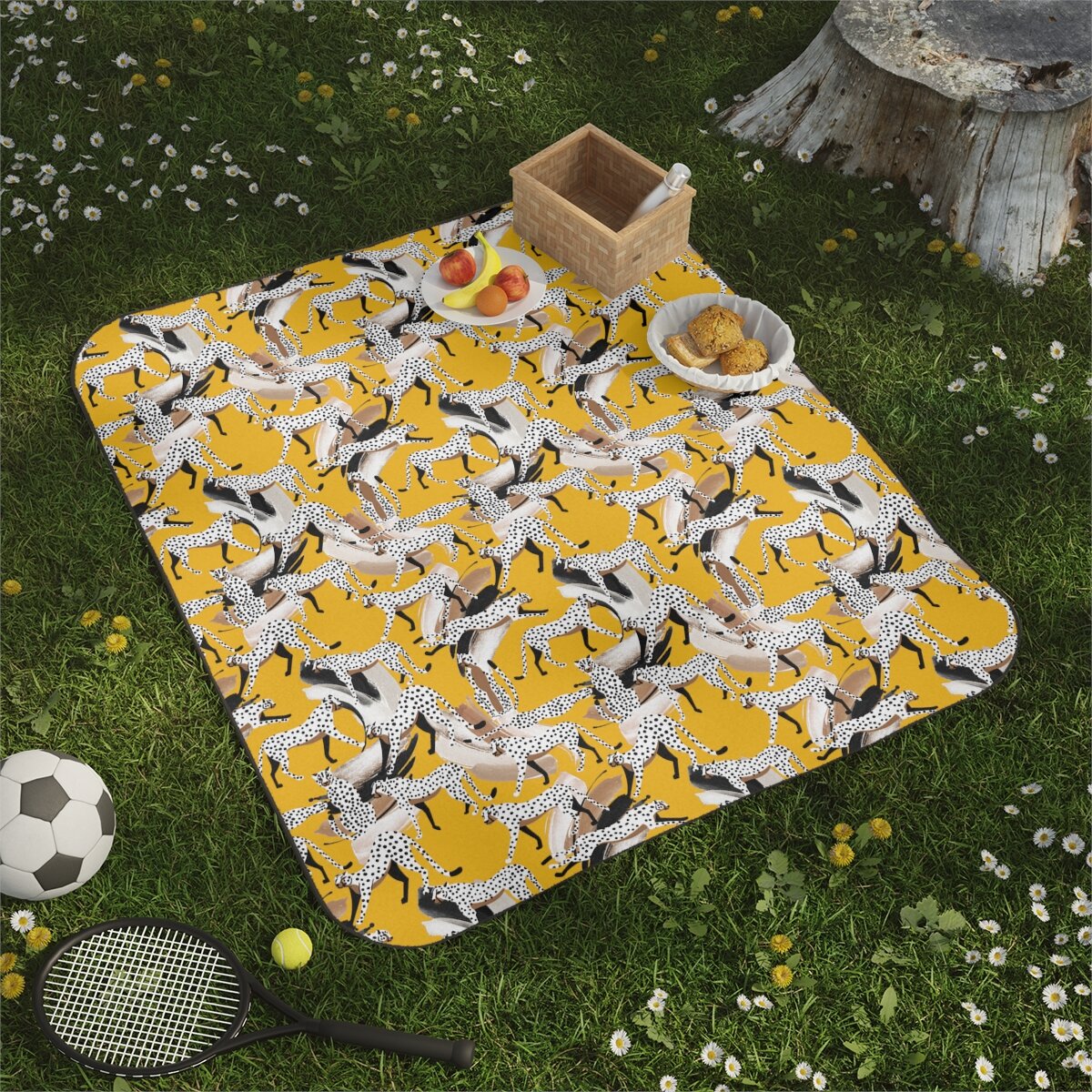 Fashion Abstract Leopards Yellow Picnic Blanket