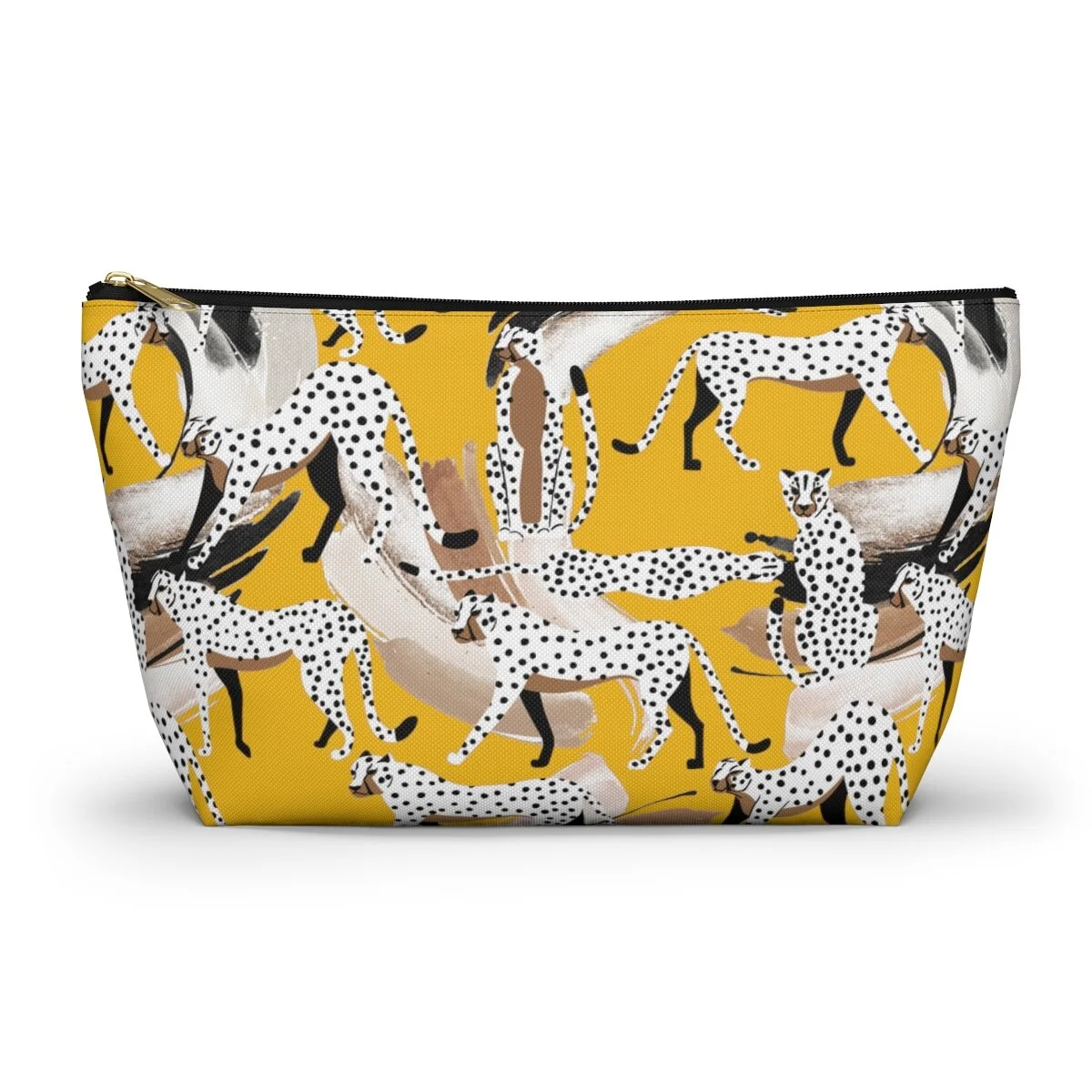 Fashion Abstract Leopards Yellow  Accessory Pouch w T-bottom