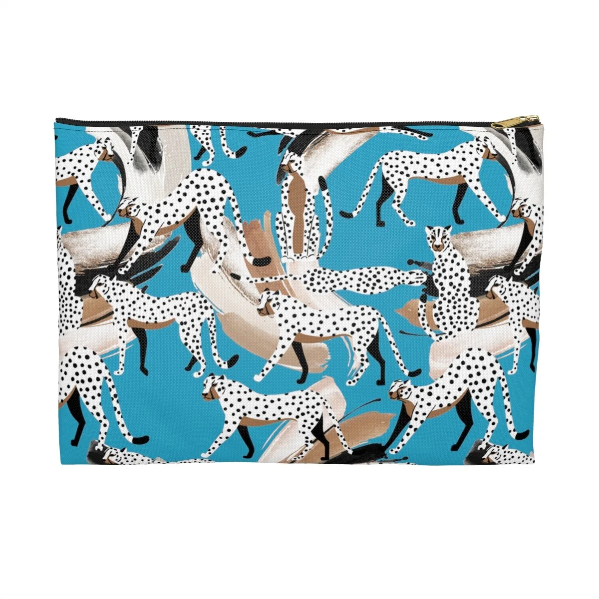 Fashion Abstract Leopards Turquoise Accessory Pouch Makeup Bag
