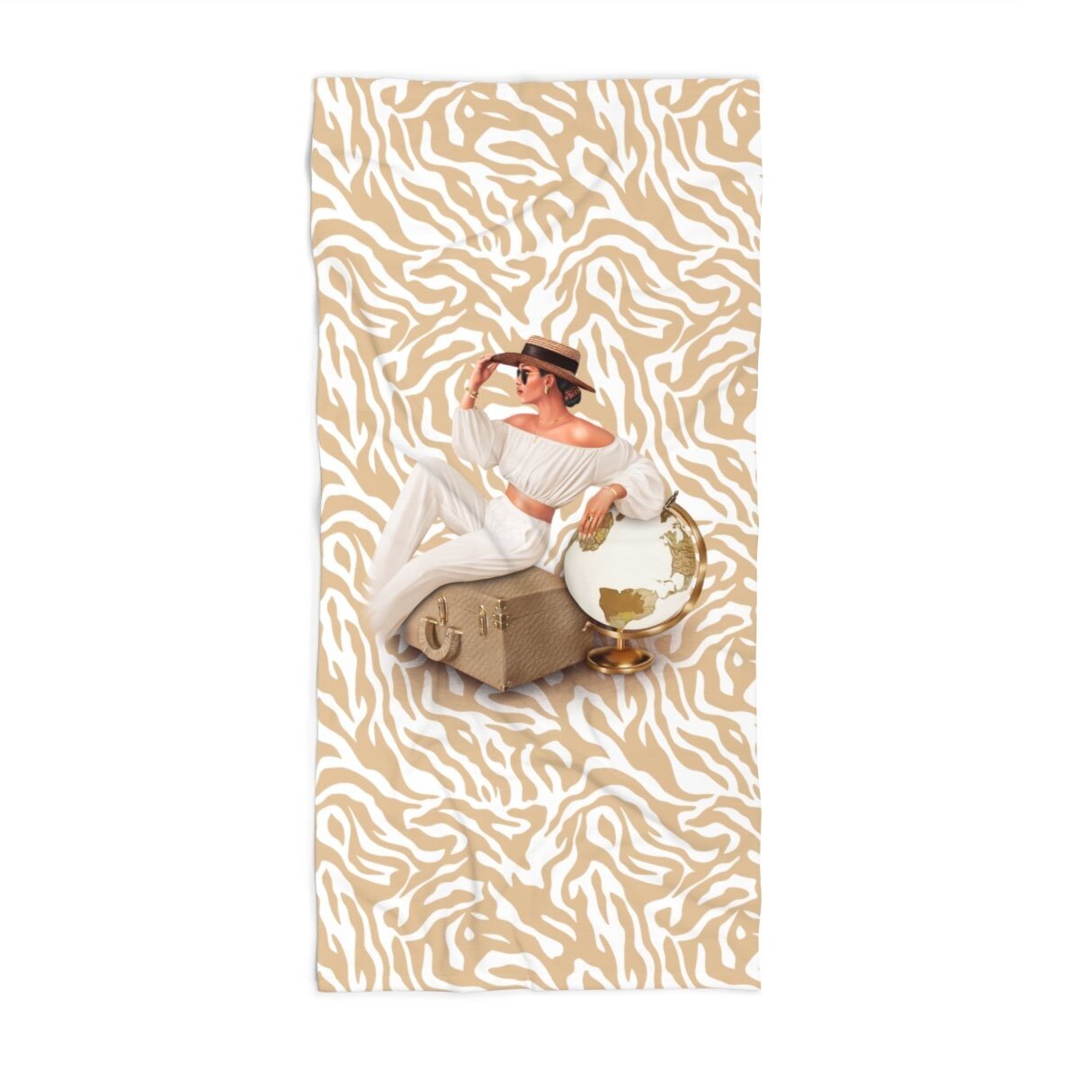 Travel Fashion Girl Tan Zebra Beach Towel
